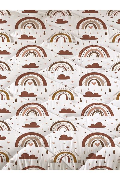 Evmila Rainbow Patterned Quilted Quilt, Single Sleeping Set