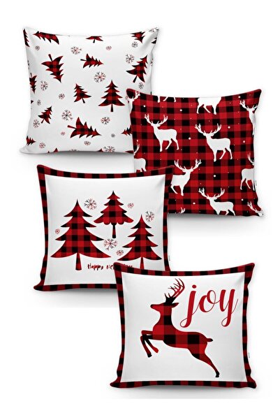 Lolla Evmila Christmas Patterned 4-Piece Throw Pillow Cover Set