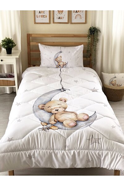Evmila Cuvertură matlasată cu model Sleepy Bear, cuvertură de pat decorativă