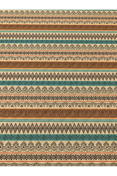 Evmila Ethnic Pattern Double Printed Pique (200x220 cm) Καφέ
