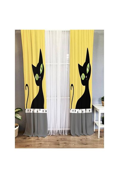 Evmila Cat Patterned Children's Room Background Curtain