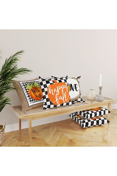 Evmila Set de 4 perne cu model special de dovleac de toamnă și Halloween cu textura de catifea