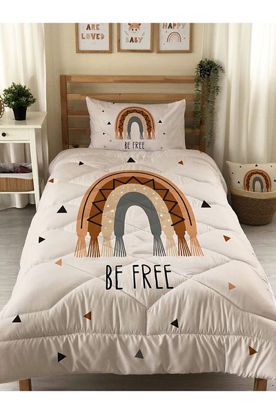 Evmila Rainbow Patterned Quilted Quilt, Single Sleeping Set