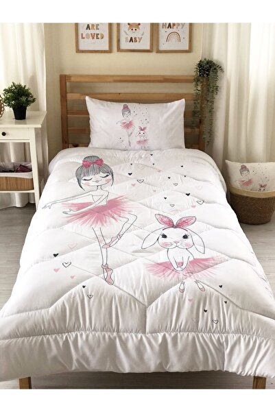 Evmila Balerin Kız Ve Tavşan Desenli Kapitone Yorgan,dekoratif Yatak Örtüsü
