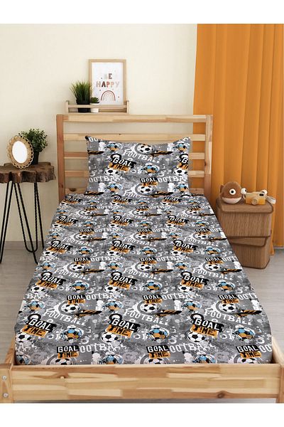 Evmila Football Patterned Printed Single Elastic Sheet Set