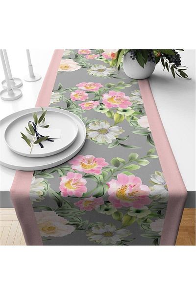 Evmila Floral Patterned Velvet Runner
