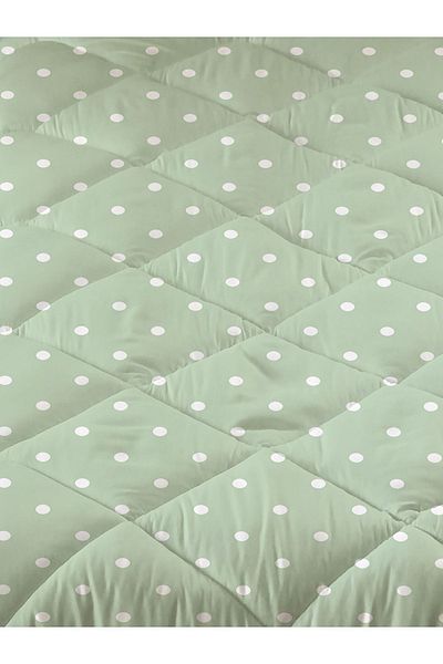 Evmila Fish Patterned Green Striped Quilted Quilt, Single Sleeping Set