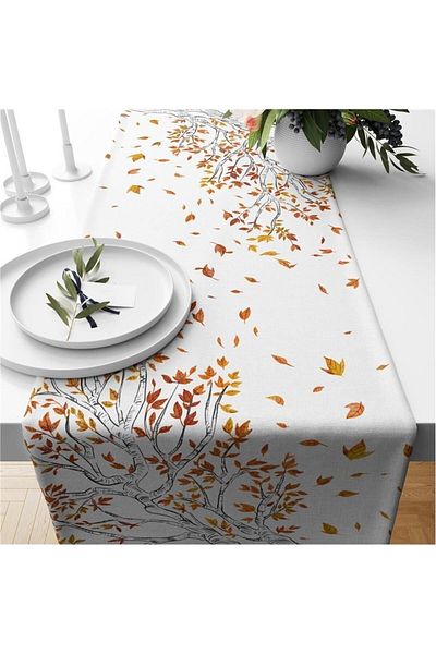 Evmila Autumn And Pumpkin Patterned Runner