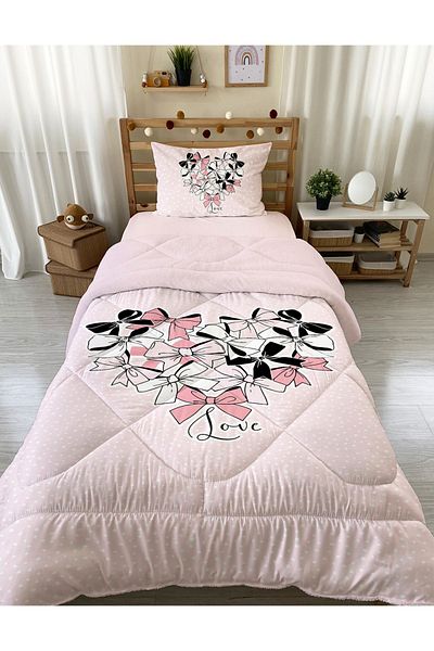 Evmila Μονό μοτίβο κορδέλας 160x220 cm Wellsoft διπλής όψης σιλικόνης και σετ ύπνου
