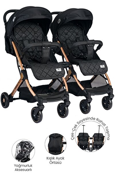 LORELLİ Lorelli Fiorano New Kabin Boy İkiz Bebek Arabası - Black