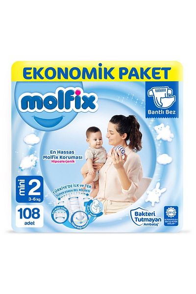 Molfix Baby Diapers Size 2 Mini Economic Package 108 Pieces