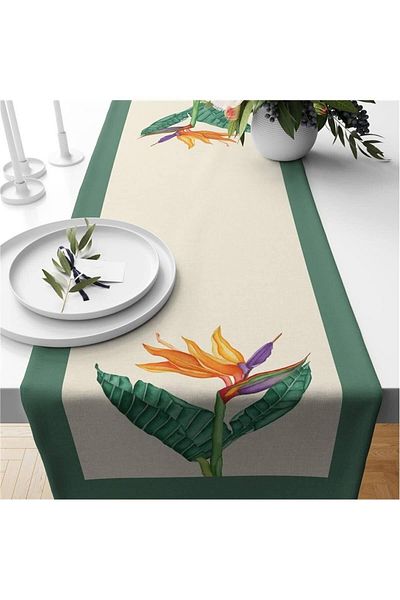 Evmila Runner din catifea cu modele florale