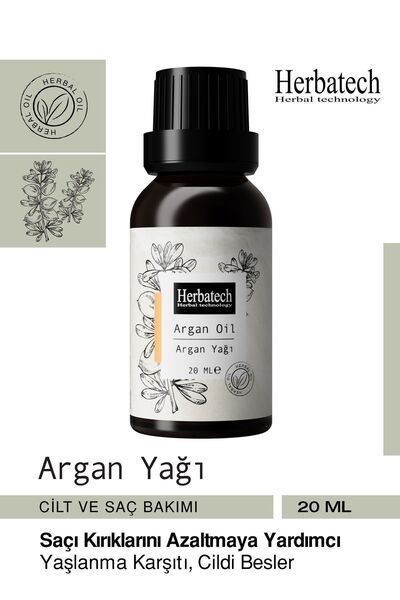Herbatech Natural Argan Oil - Nourishing Hair and Anti-Aging Skin Care Oil 20 ml