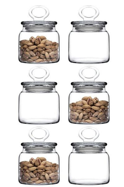 Paşabahçe 6-Piece Kitchen Slim Small Jar with Glass Lid 96763