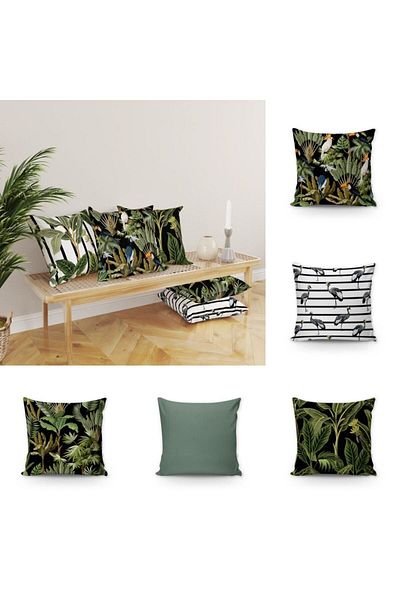Evmila Set de 5 huse de pernă decorative