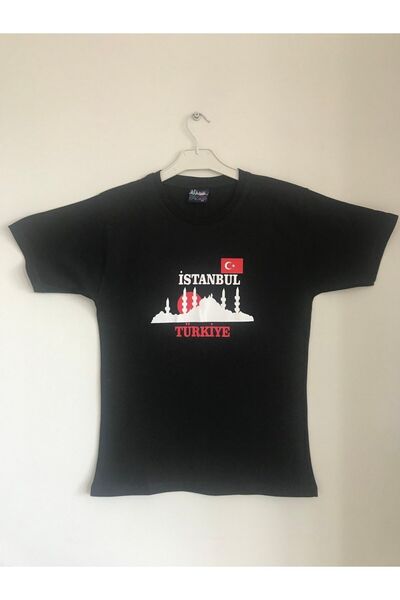 Unisex Siyah Sultanahmet Camisi Baskılı T-shirt