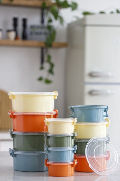 simplicity Tidy Pastel Storage Container Set Round 12 Pieces Suitable for Deepfreeze and Microwave Use