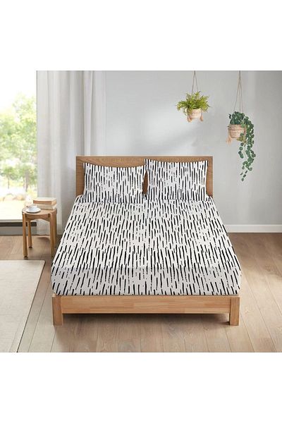 Evmila Modern Pattern Printed Double Sheet Set 160x200 Cm - White
