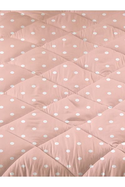 Evmila Fish Patterned Pink Striped Quilted Quilt, Single Sleeping Set