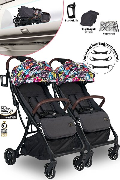 LORELLİ Lorelli Minori Ayrılıp Birleşebilen Kabin İkiz Bebek Arabası - Magic Flowers