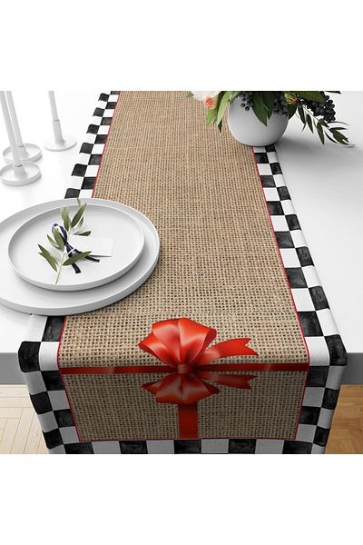 Evmila Christmas Themed Patterned Velvet Runner Gift Package
