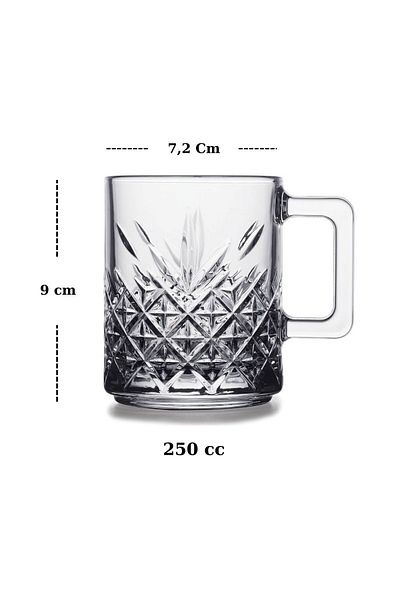 Paşabahçe Timeless Glass Mug 4 Pieces 250cc (Medium Size)