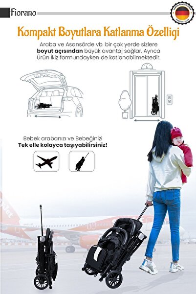 LORELLİ Lorelli Fiorano New Kabin Boy İkiz Bebek Arabası - Trooper