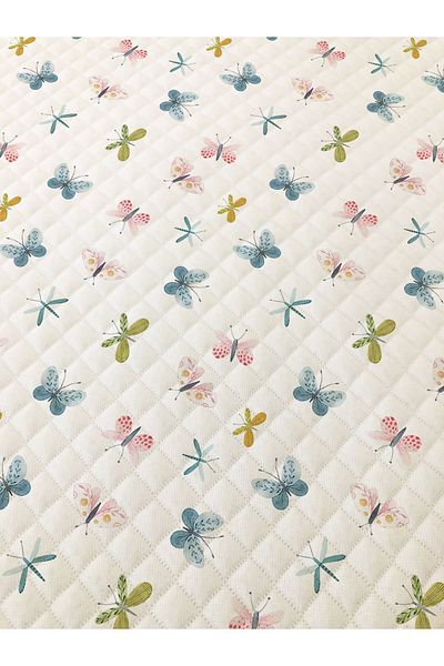 Evmila Butterfly Pattern Double Printed Pique (200x220 Cm) White