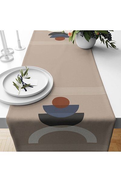 Evmila Runner din catifea cu model modern