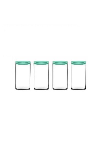 Paşabahçe 43736 Breakfast 4-Piece Vacuum Jar with Turquoise Lid 730cc