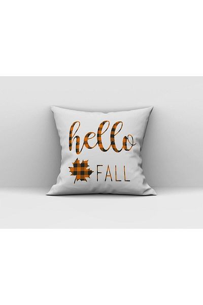 Evmila Husă de pernă cu model de frunze Hello Fall Written