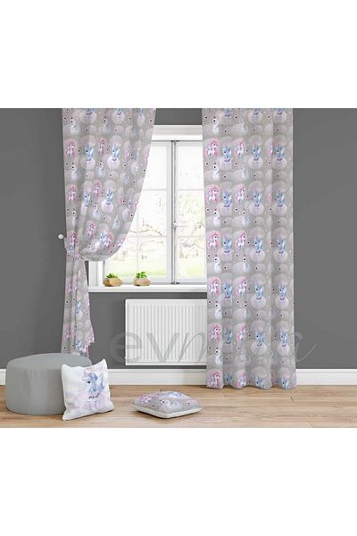 Evmila Patterned Children's Room Background Curtain