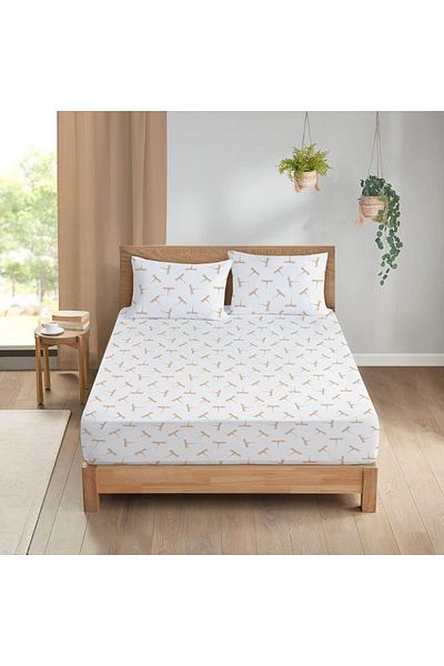 Evmila Modern Pattern Printed Double Sheet Set 160x200 Cm - White