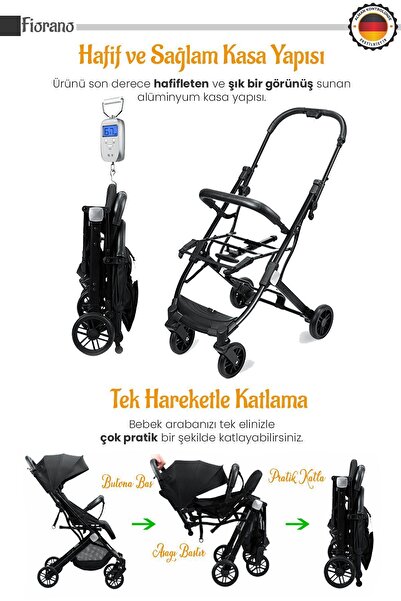 LORELLİ Fiorano Kabin Boy Bebek Arabası - Black