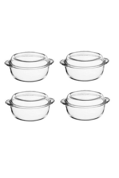 Paşabahçe Round Pyrex Pot - 4 Piece Pyrex Storage Container