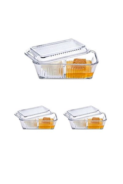 Paşabahçe Storage Container with 3 Compartments - Jam Bowl, Fish and Breakfast