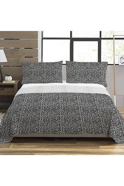 Evmila Leopard Pattern Double Printed Pique (200x220 Cm) Black and White