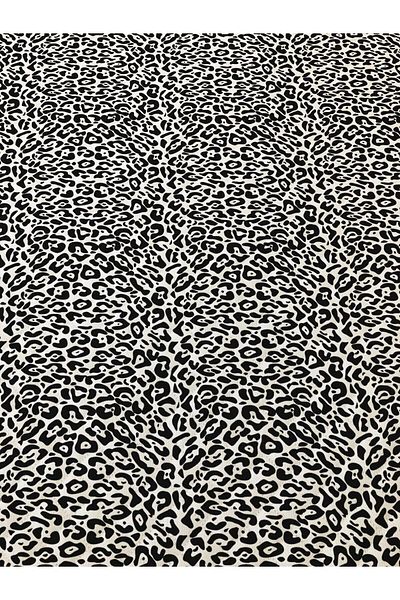 Evmila Leopard Pattern Double Printed Pique (200x220 Cm) Black and White