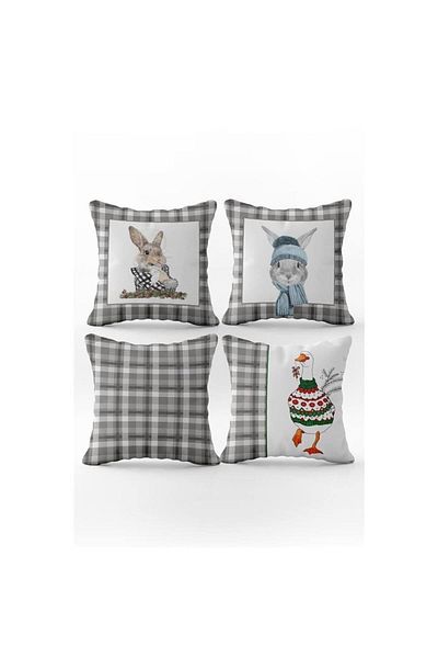 Evmila Set de 4 huse de pernă din catifea