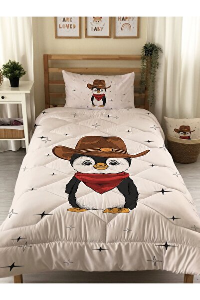 Evmila Penguen Desenli Kapitone Yorgan,dekoratif Yatak Örtüsü