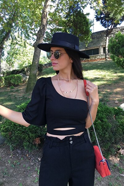 Külah Pălărie Fedora neagră cu bor rotund