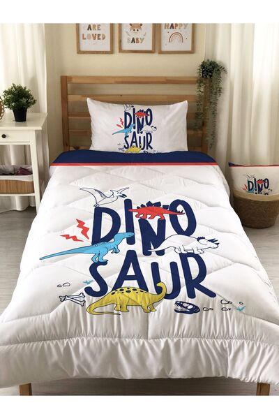 Evmila Dinozor Desenli Kapitone Yorgan,dekoratif Yatak Örtüsü