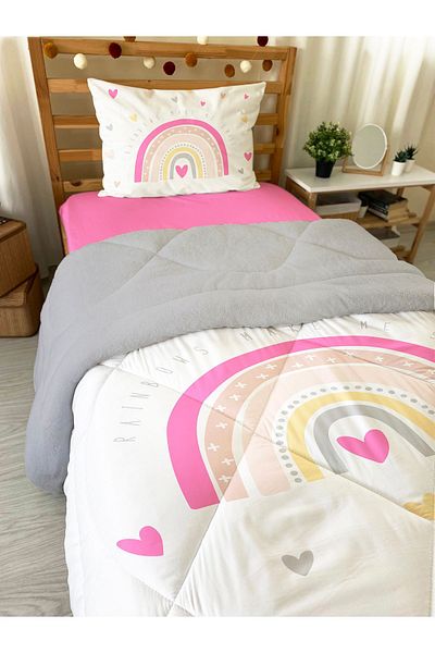Evmila 160x220 cm Rainbow Pattern Wellsoft Μονό Πάπλωμα και Σετ ύπνου σιλικόνης - Διπλής όψης