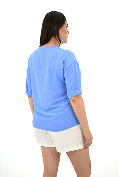 Koza Butik Γυναικείο T-shirt με στάμπα προσώπου μεγάλου μεγέθους - 1788-25