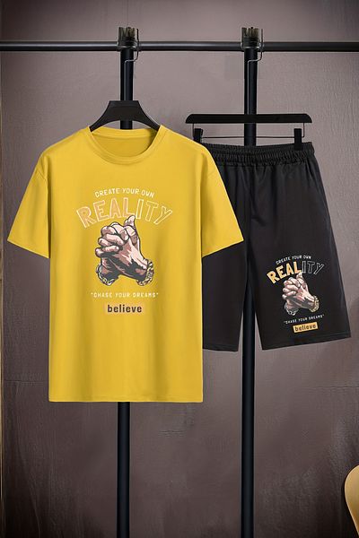 MYADA Reality Printed 2-Piece Kids Set - Crew Neck, Elastic Shorts, 20545