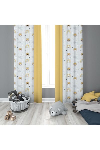 Evmila Patterned Children's Room Background Curtain