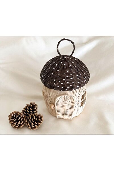 Veneris Home Çocuk Odası Mantar Bambu Sepet Rattan Hasır Oyuncak Sepeti