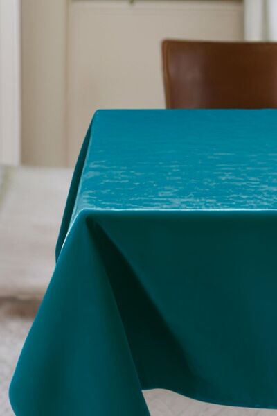 Cortibo Barcelona Velvet Textured Tablecloth - Petrol Color
