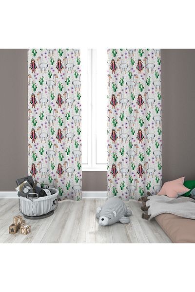 Evmila Patterned Children's Room Background Curtain
