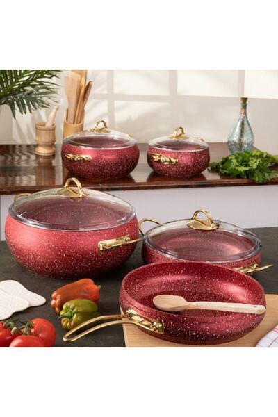 Evren 9 Parça Red Güveç Tencere Seti